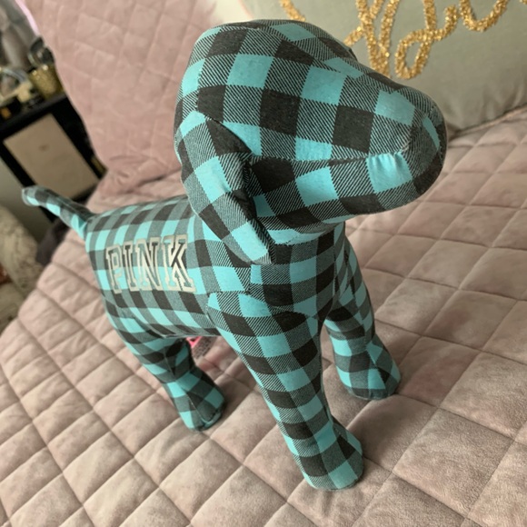 VS PINK NWT Large Blue Turquoise Plaid Dog - Picture 1 of 5